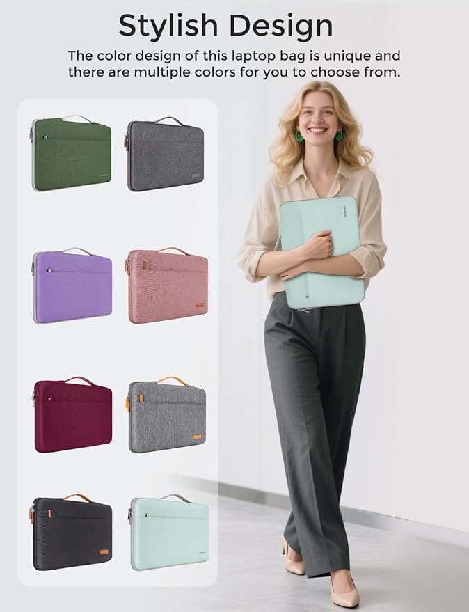 DOMISO 13.3 inch Laptop Case Sleeve Protective Cover Compatible with 14 inch MacBook Pro M4 M3 M2/MacBook Pro Max,13-13.3 inch Dell,Lenovo, HP,Waterproof Computer Cases Bag with Handle,Mint Green