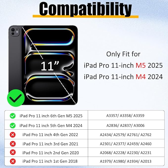 BRAECNstock for Apple iPad Pro 11 inch Case M5 2025/ M4 2024, Shockproof Protective Case with Pencil Holder,360° Rotating Hand Strap + Stand, Shoulder Strap for iPad Pro 11 M5/ M4, Black
