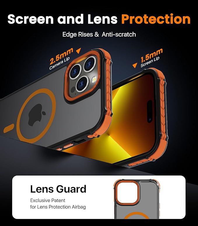 DEERLAMN Strong Magnetic Case for iPhone 15 Pro 6.1-Inch,[Compatible with Magsafe][Military Grade Drop Protection] Translucent Matte Shockproof Protective Phone Cover-Forest Orange