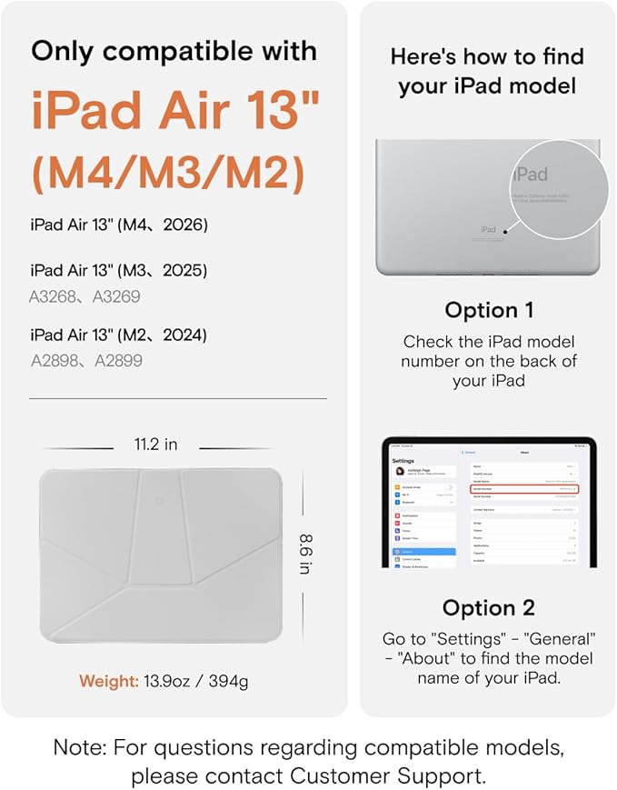 MOFT Dynamic Folio Case for iPad Air 13"(M4 2026/M3 2025/M2 2024)-[Reinforced Corner Protection] Stable Slim Magnetic Stand with 20+ Viewing Angles, Premium MOVAS Leather, Misty Cove x Jet Black