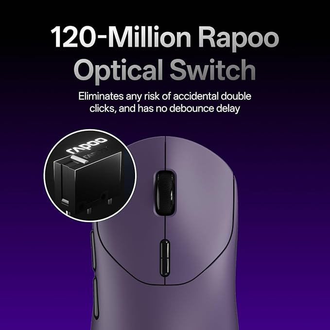 Rapoo VT2 MAX Wireless Gaming Mouse, True 8K Wireless Polling Rate, 53g Lightweight, Up to 750 Hr Battery, Nordic nRF54L15 MCU, 120-Million Optical Switch, 10 Programmable Buttons, Macro Enabled