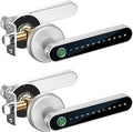 IRONZON Fingerprint Door Handle for Bedrooms - 2pcs 191F 3-in-1 Fingerprint Door Lock with Keypad, Fingerprint Door Knob for Bedroom with Key, Keyless Entry Door Handle - Silver