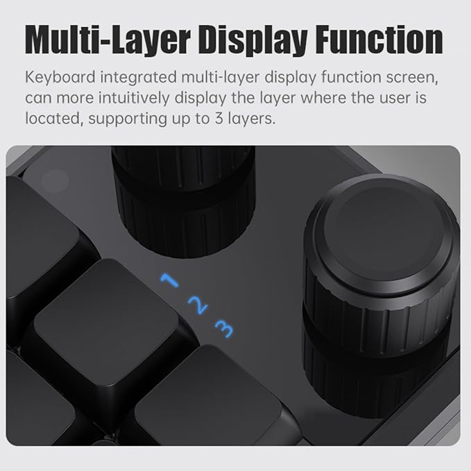MOSHOU One-Handed Macro Mechanical Keyboard, 12-Keys Gaming Tactile Keyboard Fully Programmable Knobs Keys OSU Macro Pad Hotswap Keypad with RGB for Game PC Accessories (Black)