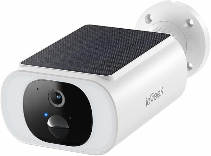 ieGeek Camera Outdoor Wireless, 2K WiFi Battery Powered Cameras for Home Security with Embedded Solar Panel, AI Motion Detection, Smart Spotlight & Alarm, Color Night Vision