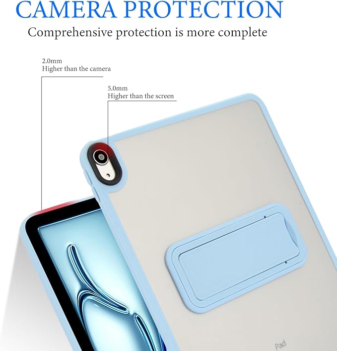 Shockproof Case for iPad Air 11-inch M4/M3/M2 (2026/2025/2024) for Women Men, Kickstand Slim Fit Rugged Bumper Lightweight Anti-Scratch Bumper Case Cover for iPad Air 11", Blue