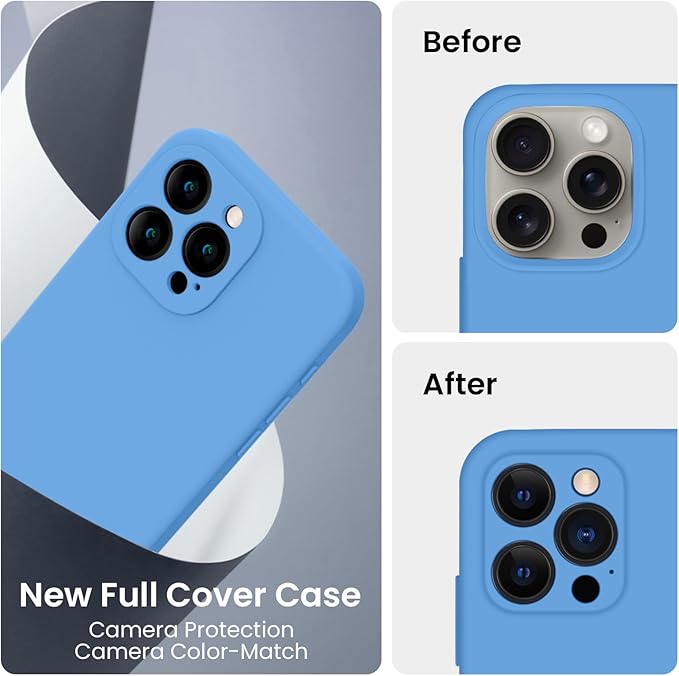 FireNova Designed for iPhone 16 Pro Case, Silicone Upgraded [Camera Protection] Phone Case, Soft Anti-Scratch Microfiber Lining Inside, 2024, Blue