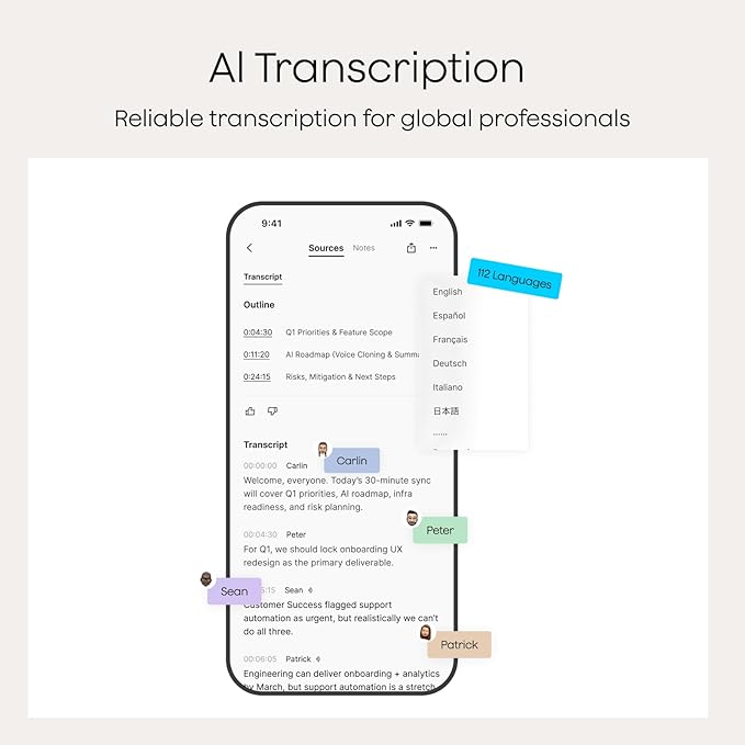 Plaud NotePin Voice Recorder, AI Voice Recorder, AI Note Taker, AI Transcribe & Summarize, Support 112 Languages, for Meetings, Lectures, Professionals, Teams, Cosmic Gray, Non-S Version