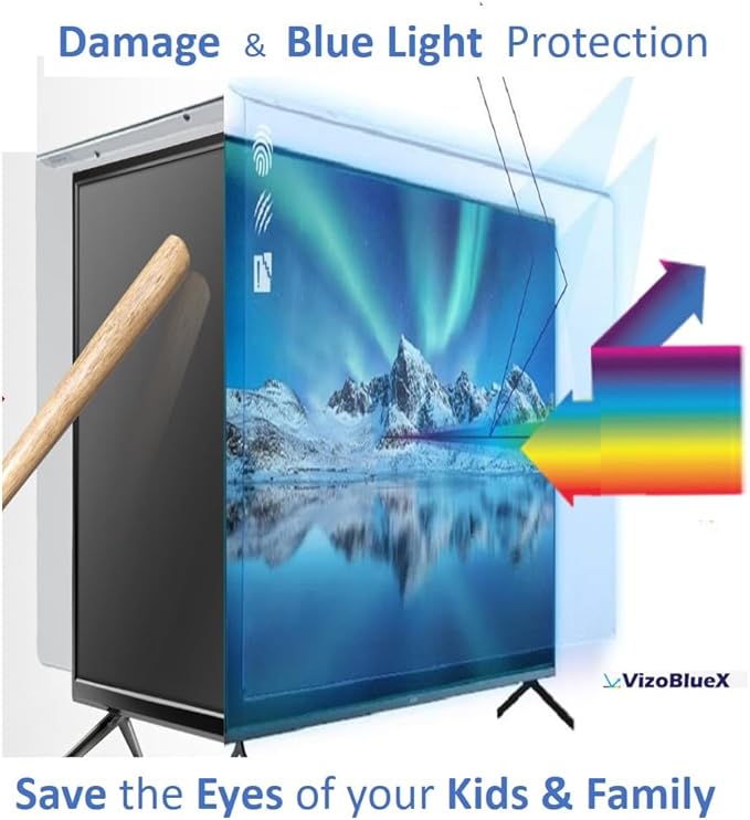 VizoBlueX 49-50 inch Blue Light and Damage TV Screen Protector. Protection Shield & Anti-Blue Light Filter Blocking UV for LCD LED 4K OLED QLED (44.1 x 25.8 inch)