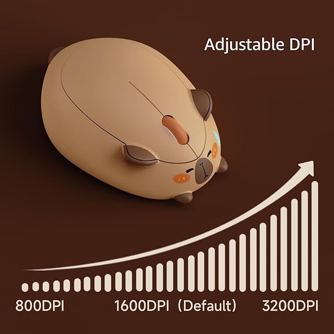 Akko Wireless Gaming Mouse Capybara, Tri-Mode Mouse BT3.0/BT5.0/2.4G, Cute Optical Cordless Cartoon Mice for Computer/Laptop/Desktop/PC, Compatible with Mac/Win