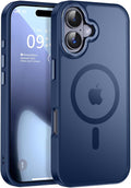 Newfuture Magnetic for iPhone 17 Case [Compatible with Magsafe] [Military Grade Drop Protection] Translucent Matte Anti-Scratch Shockproof Protective Phone Cover 6.3 Inch, Navy Blue
