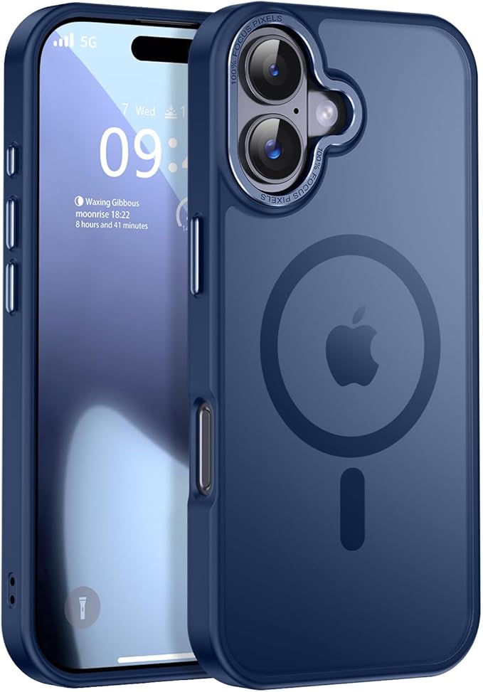 Newfuture Magnetic for iPhone 17 Case [Compatible with Magsafe] [Military Grade Drop Protection] Translucent Matte Anti-Scratch Shockproof Protective Phone Cover 6.3 Inch, Navy Blue