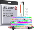 BTF-LIGHTING FCOB WS2811 IC RGB COB LED Strip 864LED/m Flexible High Density Color Chasing Uniform Light DC24V 24FT 24IC/m 12mm Width for DIY Lighting Projects(No Adapter or Controller)