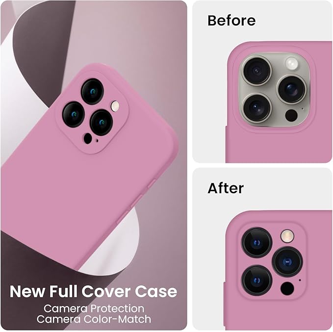 FireNova Designed for iPhone 16 Pro Max Case, Silicone Upgraded [Camera Protection] Phone Case, Soft Anti-Scratch Microfiber Lining Inside, 2024, Lilac Purple