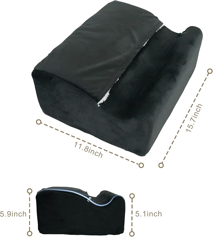 Foot Rest for Under Desk at Work,Ergonomically Designed Home Footrest with Warm Feet Pocket,Comfort Foam Foot Stool Used As A Foot Or Leg Elevator Under Desks,Office Chairs & Sofas or Couch - Black