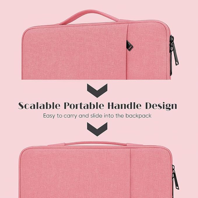 ProElife 13-Inch Laptop Sleeve Case for 2026-2024 MacBook Air 13.6 inch M5/M4 Chip & MacBook Neo 13'' A18 Pro/iPad Pro M5 13-inch Accessory Traveling Water-Resistant Bag Portable Carrying Case (Pink)