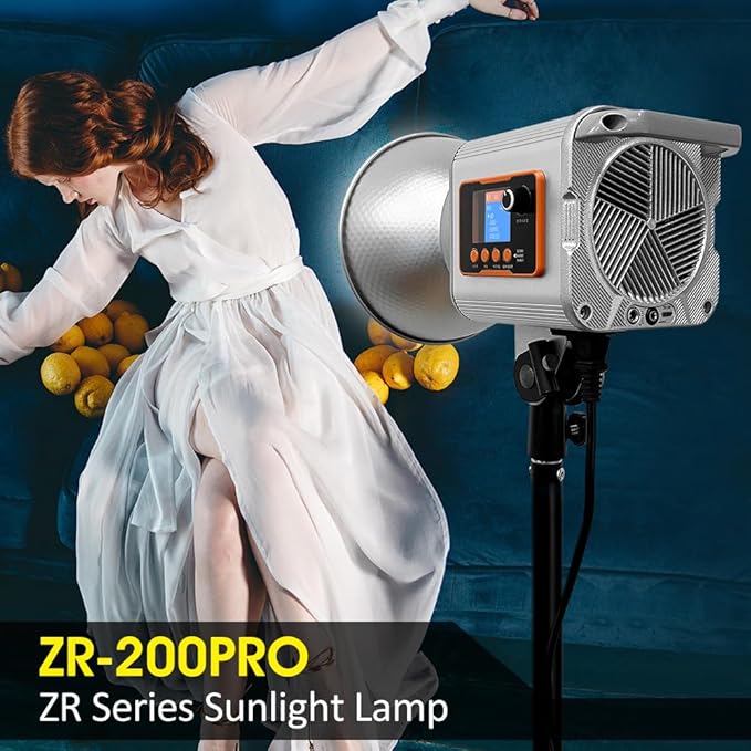 LED Spotlight Super Bright 200w2700 K6500K DMX/Custom Effects/Light Group Bowen Mount COB Light for Photography/Videography/YouTube/TikTok Content Creation Live Streaming (Gray)