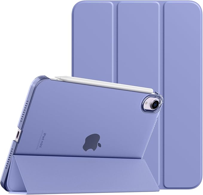 TiMOVO Case for iPad mini 7 A17 Pro 8.3-inch 2024, iPad mini 6th Generation Case, Slim Translucent Hard Back Folio Cover Support Touch ID & Apple Pencil Charging, Auto Wake/Sleep,Lavender Purple