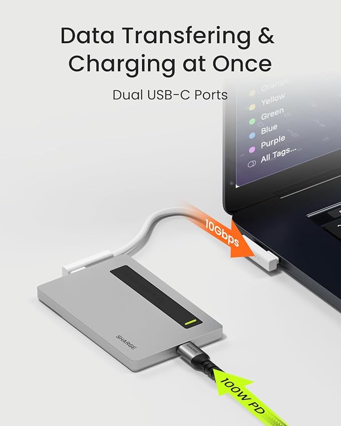 Disk Plus SSD Enclosure 10Gbps M.2 NVMe USB C 3.2 Gen2, 0.24" Ultra Slim Aluminum Enclosure with Built-in Cable Support 2230/2242/2280 M Key SSDs for MacBook Pro, Steam Deck (SSD not Included)