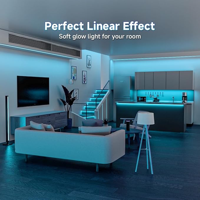 6.56FT/2M 5V USB LED Light Strip Ice Blue Flexible High Density COB Strips 640LEDs, 8mm LED Tape for Under Cabinet Bedroom No Controller and Power