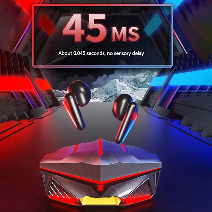 Wireless Gaming Earbud, K98 Wireless Gaming Headphone with Charging Case and Built-in Mic, Bluetooth 5.1 Dual Game Music Mode Earbuds Wireless Headphones with 30 Hours Playtime, RGB