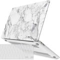 IBENZER Compatible with New MacBook Air 13 inch Case 2022 2021 2020 M1 A2337 A2179 A1932, Plastic Hard Shell Case with Keyboard Cover for Mac Retina Display with Touch ID, White Marble, MAT13-WHMB+1