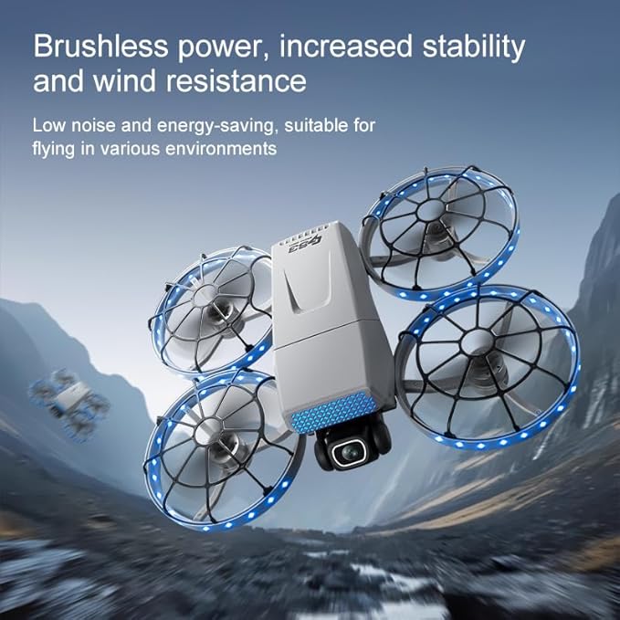 Foldable Drone with HD Camera Propeller Safety Protection, Screen Remote Control FPV Drones, Optical Hovering Brushless Motor G63 Mini Quadcopter with LED Light & 2 Batteries for Adult Beginners