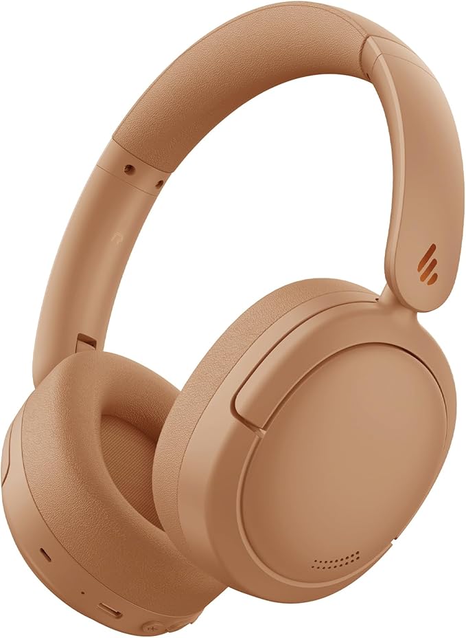 Edifier V80 Hybrid Active Noise Cancelling Headphones, True Wireless Over Ear Bluetooth Headset with 45H Playtime Hi-Res Audio Fast Charging Multipoint Connection for Travel Home Office (Brown)