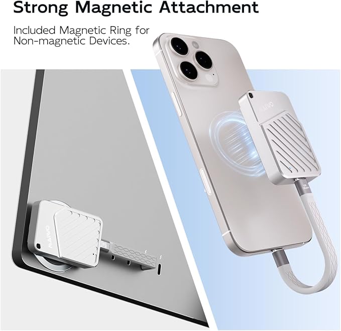 MAIWO 2TB Magnetic Portable SSD 2050MB/s USB C 3.2 GEN2x2, External Solid State Drive for iPhone15/16/17/Mac/iPad/Android/Windows, Aluminum, Support 4K ProRes Video Record