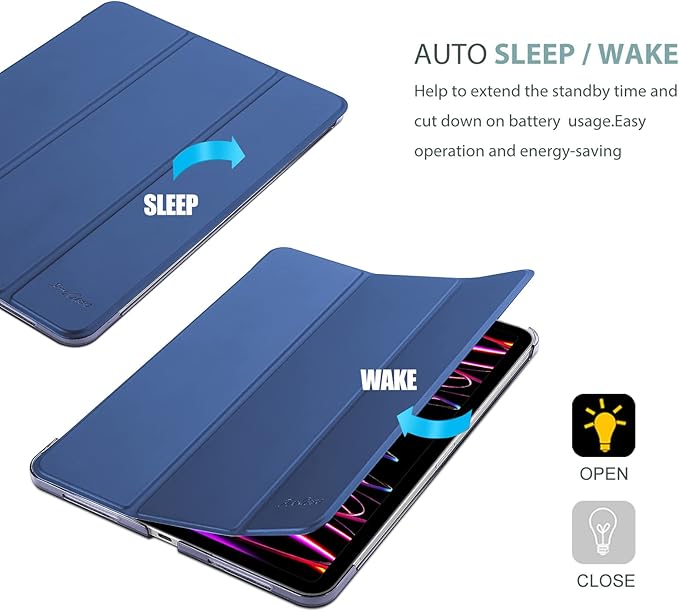 ProCase Smart Case for iPad Pro 12.9 2022/2021/2020/2018, Slim Stand Hard Back Shell Smart Cover for iPad Pro 12.9" 6th Gen/5th Gen/4th Gen/3rd Gen -Navy