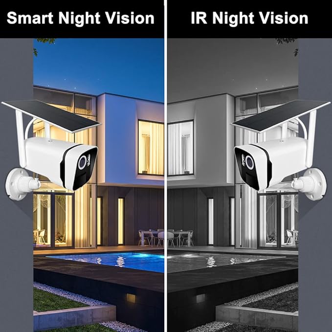 Solar Security Cameras Wireless Outdoor, 2K 4MP Solar Battery Powered Security Camera WiFi Security IP Camera with PIR Motion Detection, 2-Way Audio, Full Color Night Vision, with Solar Panel