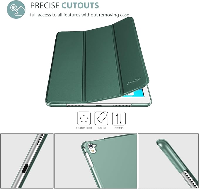 ProCase Smart Case for iPad Pro 9.7 Inch 2016, Ultra Slim Lightweight Stand Smart Case Shell with Translucent Frosted Back Cover for iPad Pro 9.7 Inch (A1673 A1674 A1675) -Mgreen