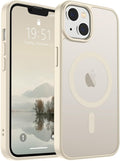 SUPFINE Magnetic for iPhone 15 Plus Case & iPhone 14 Plus Case(Compatible with MagSafe)(Military Grade Drop Protection) Slim Translucent Shockproof with Anti-Fingerprint Phone Case,Antique White