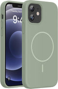 Miracase Magnetic for iPhone 12 Case/iPhone 12 Pro Case, [Soft Anti-Scratch Microfiber Lining], Compatible with MagSafe,Liquid Silicone Shockproof Drop Protection Phone Case for 12/12 Pro,Patina Green