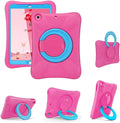 Kids Case for iPad, Shockproof Cover for 9.7” iPad 6th/5th Generation (2018/2017) / iPad Air 2 / iPad Air, Lightweight Full Body Protective Case with Foldable Handle/Stand (Pink+Blue)