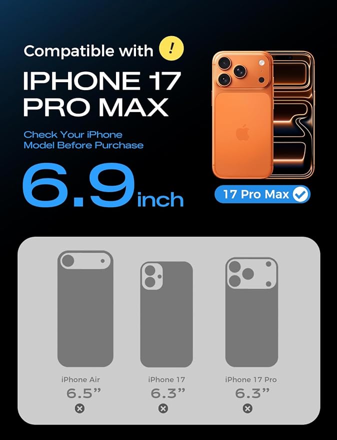 MAGIC JOHN 360° Rotatable Magnetic Invisible Stand for iPhone 17 Pro Max Case [Camera Control Button] [Compatible with MagSafe] 16FT Shockproof for iPhone 17 Pro Max Case with Kickstand, Clear