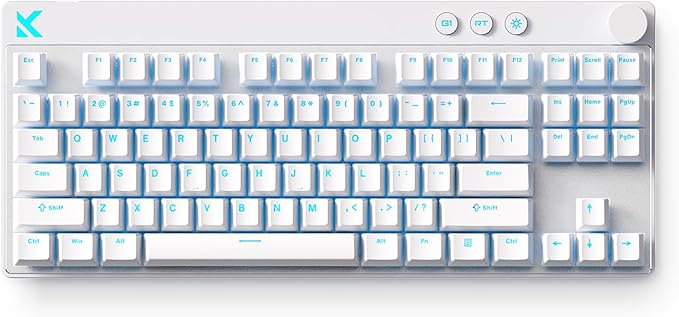 MCHOSE Mix 87 TKL Wired Gaming Keyboard Magnetic Switch Hall Effect Keyboards Rapid Trigger SOCD 8K Polling Rate Volume Knob Adjustable Actuation Point RGB Lighting HotSwap White Apollo Switch