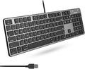 Macally Slim USB Wired Keyboard for Mac - Compatible Full Size Apple Keyboard with 104 Key Layout & 16 Shortcut Keys - Scissor Keycaps for Tactile Typing for Mac mini, MacBook Pro/Air, iMac