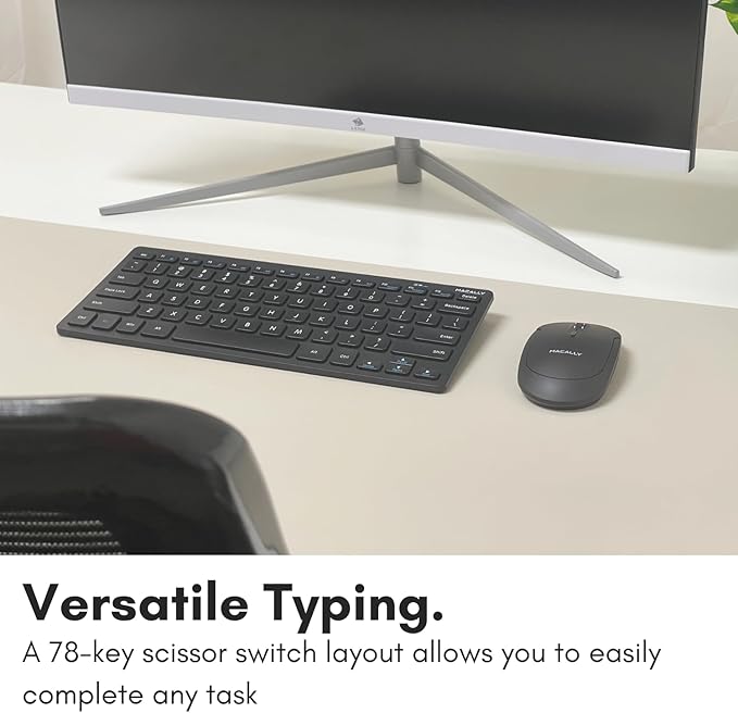 Macally Mini Compact Keyboard - Wireless Keyboards for Desktop PC, Surface, Chromebook, Notebook, Laptop Keyboard, Slim Key Board with 2.4G Wireless USB - Small Keyboard for Travel (Black)