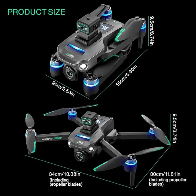 Drone with Camera 4k, GPS HD Drones for Adults, Remote Controller with Screen, Obstacle Avoidance, Brushless Motor FPV, 5G Transmission, 2 Battery, Professional