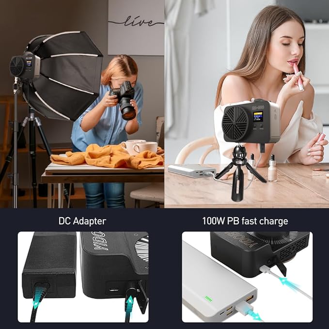 ZC-100BI 100W COB Video Light with Bowens Mount,10000Lux/m 2700K-7500K Bi-Color Camera Light with 10 Scenario Simulations Control Continuous Lighting for Photography (ZC-60C+ kit)