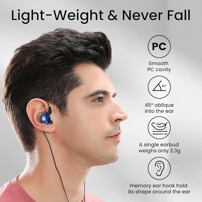 Gaming Earbuds with Mic,Universal 3.5mm HiFi Sport Headphones in Ear Earphone for Running with Microphone Headset Music Earbuds (with mic, Blue)