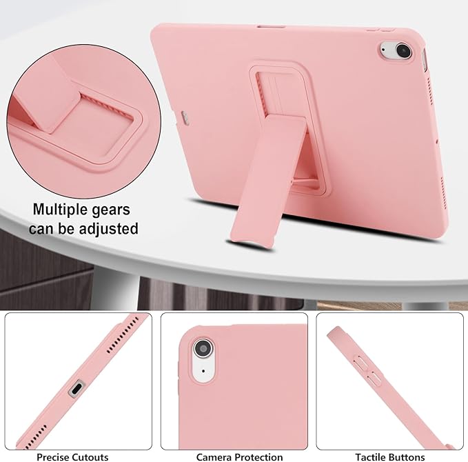 for iPad Air 11-inch M4/M3/M2 (2026/2025/2024) Case, Shockproof Protective Back Cover with Kickstand Slim Shell for Women Men, Pink