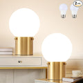 Somniferous Gold Table Lamps Set of 2, Small Bedside Lamps with Frosted Glass Globe Shade, Mid Century Modern Lamp, Nightstand Lamps for Bedroom Living Room Dorm, 7W LED Bulb Included