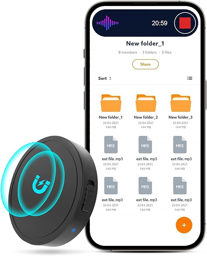 128G (1600 Hour) Magnetic Voice Activated Recorder - Nanezan Recording Device MP3 Records with 70 Hours Battery Time, USB-C Audio Recorder for Work, Lectures, Meetings, Interviews