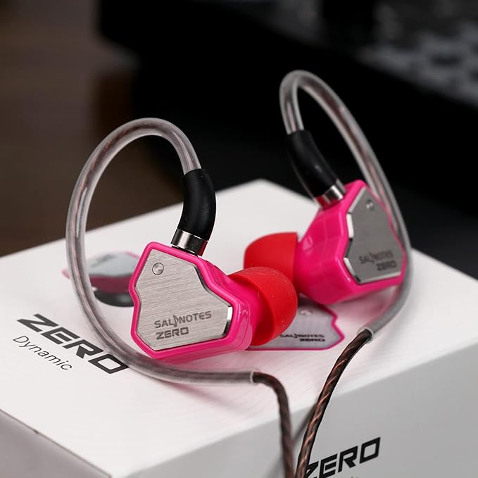 Linsoul 7Hz Salnotes Zero HiFi 10mm Dynamic Driver in-Ear Earphone IEM with Metal Composite Diaphragm Stainless Steel Faceplate Detachable 2Pin OFC Cable (Rose, with Mic, 3.5mm)