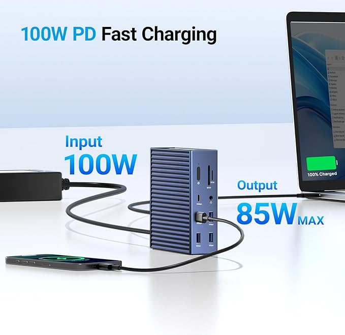 ACASIS USB C Docking Station Dual Monitor, 16-in-1 Laptpop Docking Station with 2* HDMI,VGA,2.5G Ethernet,SD/TF,10Gbps USB-C 3.1,3.5mm Audio,PD100W,USBC Hub for Dell/Lenovo/HP/ThinkPad (Gray)