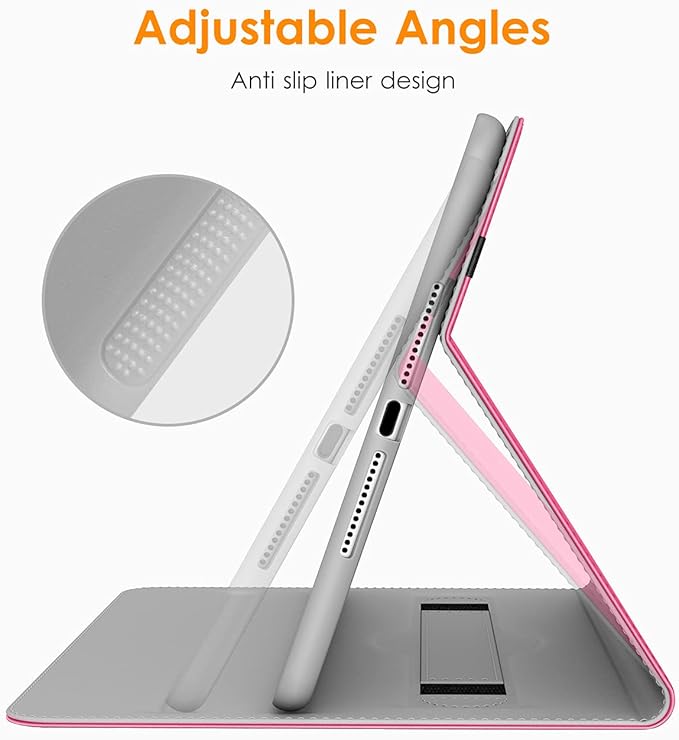 DTTO for iPad 9.7 Inch 5th/6th Generation 2018/2017 Case with Apple Pencil Holder, Premium Leather Folio Stand Cover Case for Apple iPad 9.7 inch, Also Fit iPad Pro 9.7/Air 2/Air - Rose Red