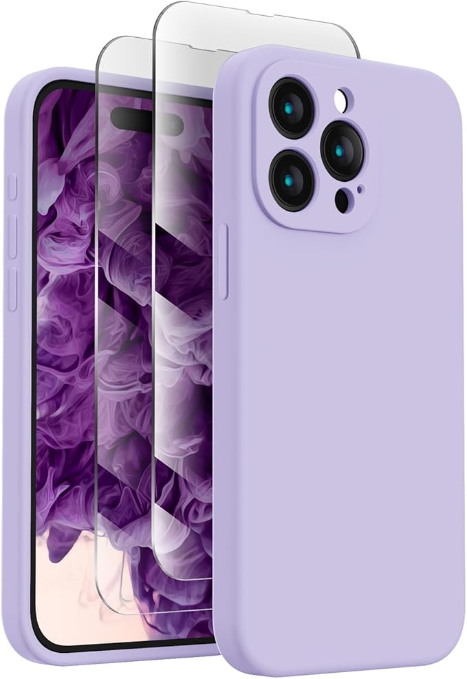 FireNova Designed for iPhone 15 Pro Max Case, Silicone Upgraded [Camera Protection] Phone Case, Soft Anti-Scratch Microfiber Lining Inside, 6.7 inch, Clove Purple
