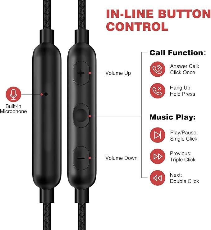 ASKUBSKU 3.5mm Headphones 5.9 ft Long Cord Wired Earbuds with Microphone Noise Cancelling Earphone HiFi Stereo Clear Call Volume Control Plug in 3.5mm Jack Wired Ear Buds for Laptop Chromebook PC