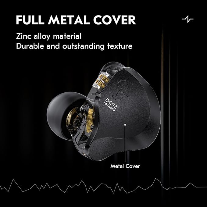 in Ear Monitor Headphones,CCZ DC02 In Ear Monitor Dual Magnetic Circuit DD Wired Earbuds ,Professional Hifi Earphone,Stereo Sound Gaming Earbud,IEM for Gaming,CCZ IEM Earphone for System(Black,No MIC)